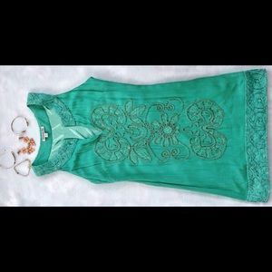 Teal Embroidered Dress